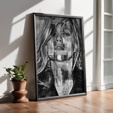 Kate Moss Grunge Urban Wall Art | Edgy Monochrome Modern Portrait Print - Print